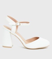 New Look Wide Fit White 2 Part Block Heel Court Shoes
